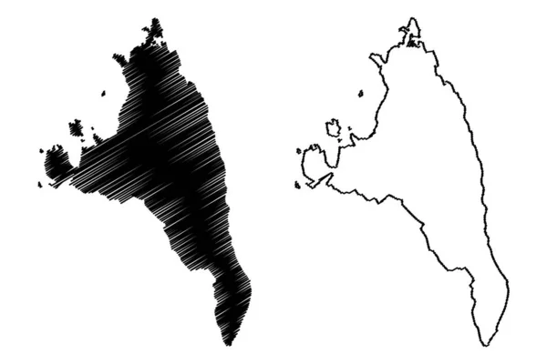 Provincia di Antsiranana (Province del Madagascar, Repubblica del Madagascar) mappa vettoriale, abbozzo scarabocchio Antsiranana ma — Vettoriale Stock