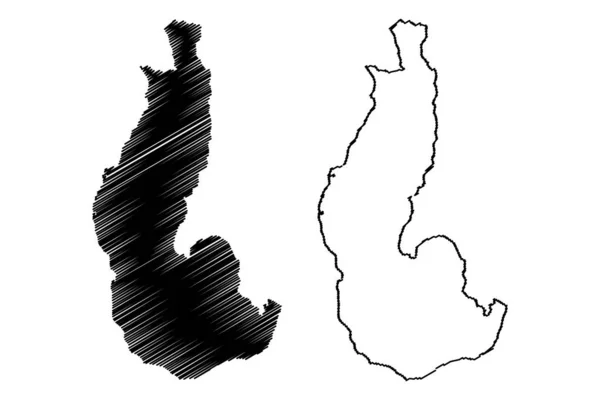 Toliara provincie (provincies van Madagascar, Republiek Madagascar) kaart vector illustratie, Krabbel schets Toliary of Tulear ma — Stockvector