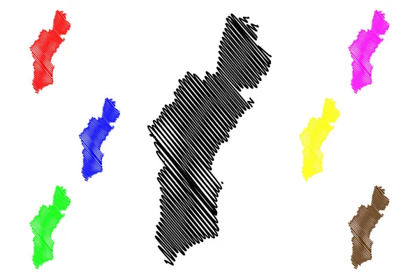 Βόρειο Hamgyong Province (Λαϊκή Δημοκρατία της Κορέας, ΛΔΚ, DPR Κορέας, επαρχίες της Βόρειας Κορέας) Χάρτης εικονογράφος, σκίτσο — Διανυσματικό Αρχείο