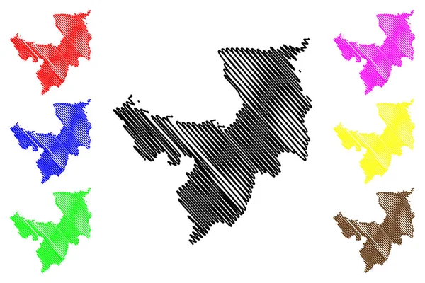 Prowincja Ryanggang (Republika Demokratyczna Republiki Korei, KRLD, DPR Korea Południowa, prowincje Korei Północnej) mapa wektorowa mapy, szkic Bazgroły Ryanggangdo ma — Wektor stockowy