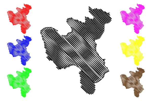 North Hwanghae επαρχία (Λαϊκή Δημοκρατία της Κορέας, ΛΔΚ, DPR Κορέας, επαρχίες της Βόρειας Κορέας) χάρτη απεικόνιση διανυσματικού σχεδίου, σκετς με το σκίτσο Hwanghaemap-το MA — Διανυσματικό Αρχείο