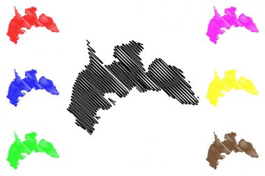 Brong-Ahafo Bölgesi (Gana İdari bölümleri, Gana Cumhuriyeti) harita vektör illüstrasyon, karalama kroki Brong ve Ahafo ma