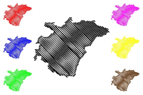 Región de Ashanti (divisiones administrativas de Ghana, República de Ghana) mapa vector ilustración, boceto de garabato Ashanti ma — Vector de stock