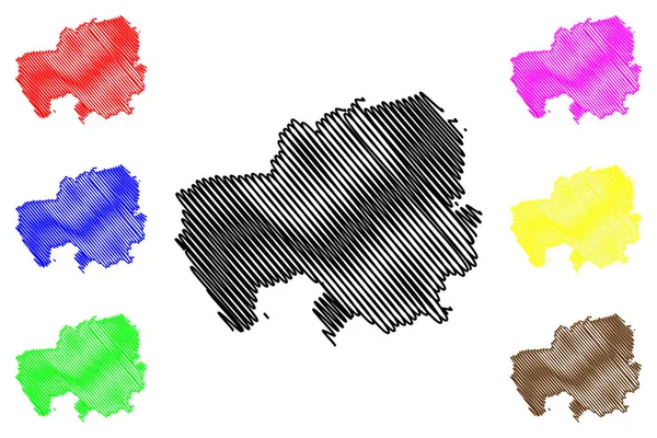 Región Norte (Divisiones administrativas de Ghana, República de Ghana) mapa vector ilustración, garabato boceto Norte ma — Archivo Imágenes Vectoriales