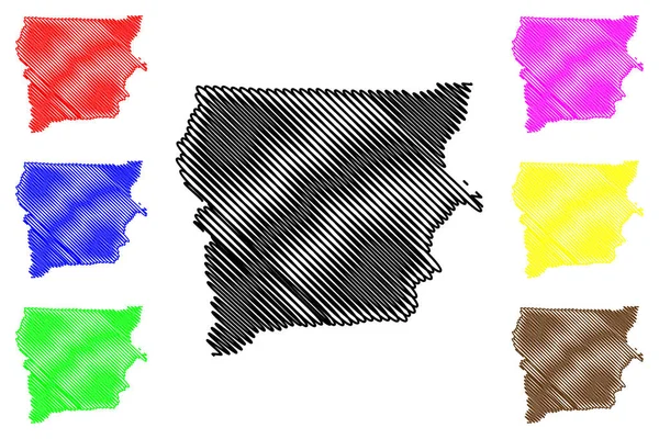 Región del Alto Oeste (divisiones administrativas de Ghana, República de Ghana) mapa vector ilustración, boceto garabato Upper West ma — Vector de stock