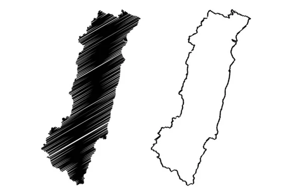 Contea di Hualien (Divisioni amministrative di Taiwan, Repubblica di Cina, ROC, Contee) mappa vettoriale illustrazione, scarabocchio Hualien ma — Vettoriale Stock