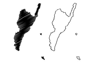 Taitung Ilçesi (Tayvan Idari bölümler, Çin Cumhuriyeti, Roc, Ilçeler) harita vektör illüstrasyon, karalama kroki Taitung ma