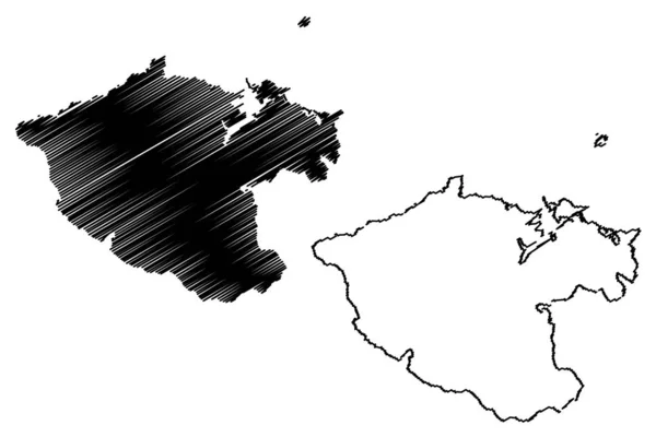 Keelung City (Divisões administrativas de Taiwan, República da China, ROC, Cidades provinciais) mapa ilustração vetorial, esboço de rabiscos Keelung ma —  Vetores de Stock