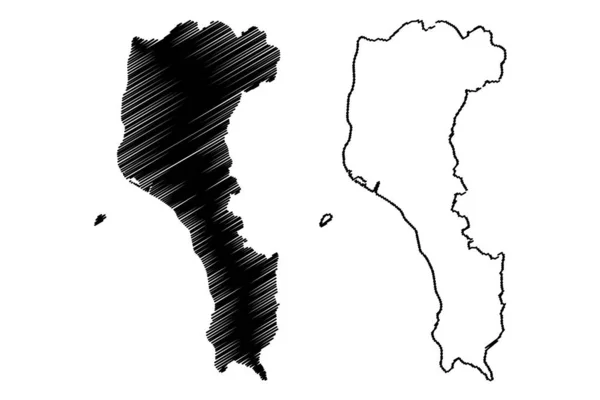 Pingtung County (administrativní oddělení Tchaj-wanu, Čínské lidové republiky, ROC, hrabství) mapa vektorového obrázku, náčrtek Pingtung mA — Stockový vektor