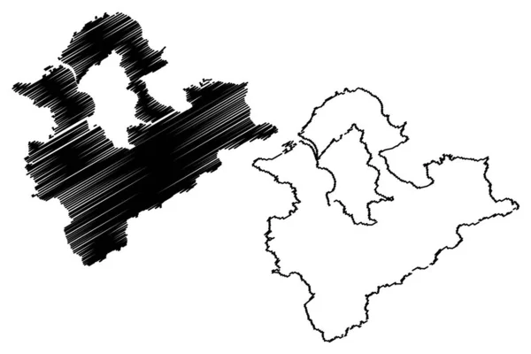 Nueva ciudad de Taipei (divisiones administrativas de Taiwán, República de China, ROC, municipios especiales) mapa vector ilustración, boceto garabato Condado de Taipei ma — Archivo Imágenes Vectoriales