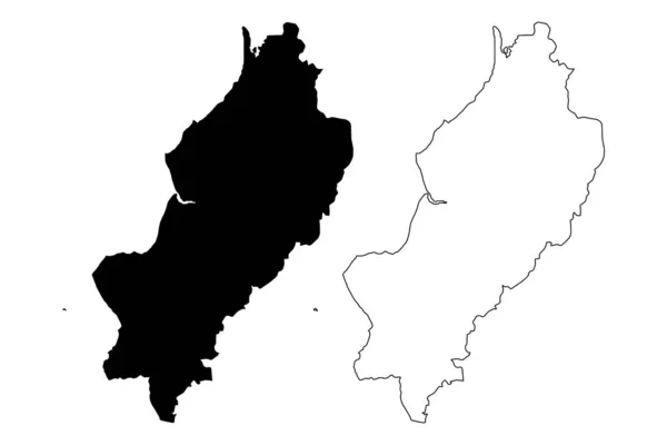 马纳比省（厄瓜多尔共和国，厄瓜多尔省）地图矢量插图，涂鸦素描马纳比马 — 图库矢量图片