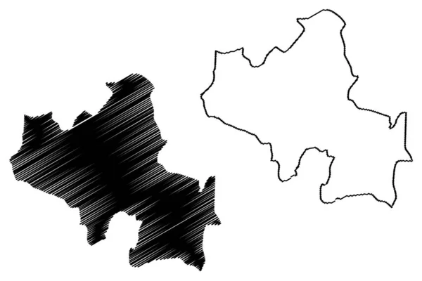 Prowincja Północno-środkowa, Sri Lanka (podziały administracyjne, Demokratyczna Socjalistyczna Republika Sri Lanki, Cejlon) mapa wektorowa, szkic Bazgroły północ Centralny ma — Wektor stockowy