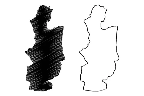 Província Central, Sri Lanka (Divisões administrativas, República Democrática Socialista do Sri Lanka, Ceilão) mapa ilustração vetorial, esboço de rabiscos Central ma —  Vetores de Stock