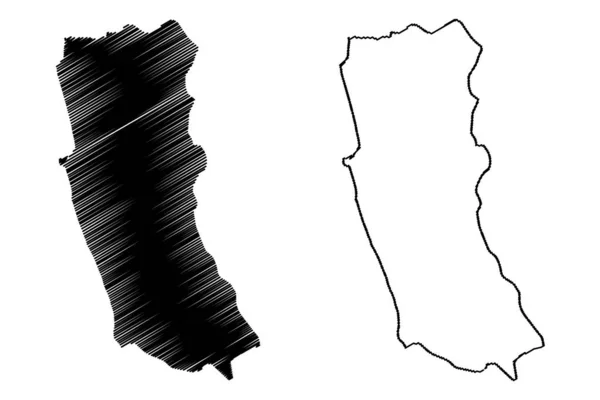 Província Ocidental, Sri Lanka (Divisões administrativas, República Democrática Socialista do Sri Lanka, Ceilão) mapa ilustração vetorial, esboço de rabiscos Western ma — Vetor de Stock