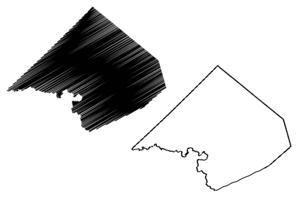 Comal county, texas (counties in texas, vereinigte staaten von amerika, usa, uss., us) kartenvektorillustration, kritzelskizze comal map — Stockvektor