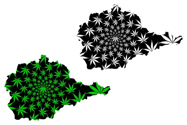 Oblast Autônomo Judaico (Rússia, Assuntos da Federação Russa) mapa é projetado folha de cannabis verde e preto, judeu Oblast Autônomo (JAO) mapa feito de maconha (maconha, THC) folhagem — Vetor de Stock