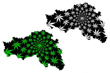 Belgorod Oblast (Rusya, Rusya Federasyonu Konular, Rusya Oblastlar) harita esrar yaprağı yeşil ve siyah, Belgorod Oblast harita esrar (marihuana, Thc) yapraklarından yapılmış tasarlanmıştır