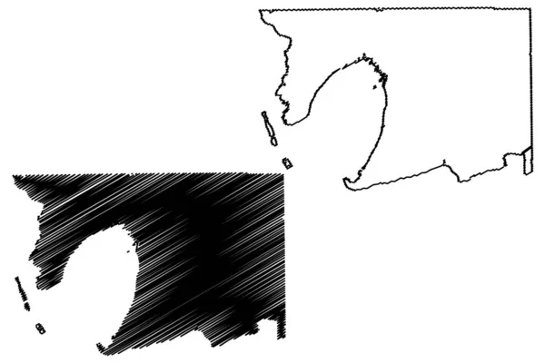 Chambers County, Texas (Counties in Texas, United States of America, USA, U.S., US) map vector illustration, scribble sketch Chambers map — стоковый вектор