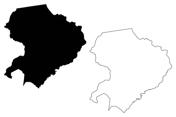 Província do Norte (Províncias da Zâmbia, República da Zâmbia) mapa ilustração vetorial, rabisco esboço Norte ma — Vetor de Stock