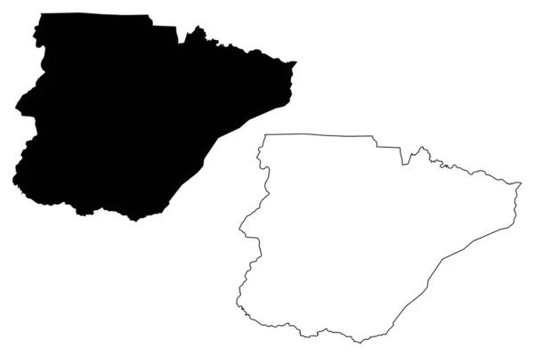 Provincia del Sur (Provincias de Zambia, República de Zambia) mapa vector ilustración, boceto garabato Sur ma — Vector de stock