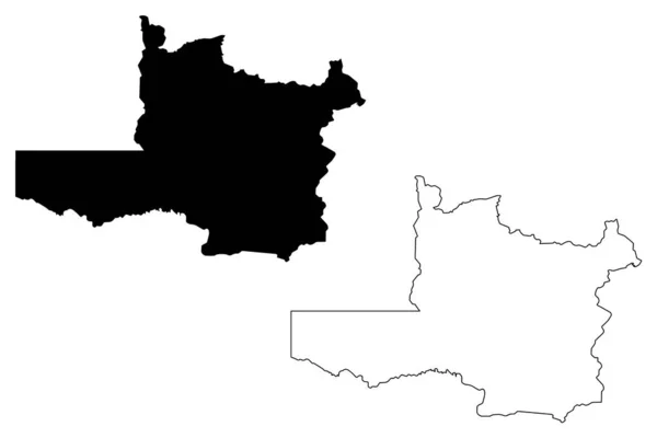Βορειοδυτική επαρχία (επαρχίες Ζάμπια, Δημοκρατία της Ζάμπια) Χάρτης απεικόνιση διανυσματικού σχεδίου, σκετς σκριβ Γουέστερν Μα — Διανυσματικό Αρχείο