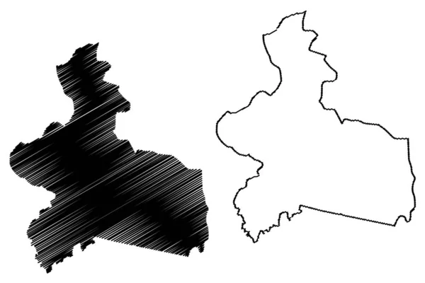 Střed-největší region (oblasti Burkina Faso, Burkina Faso) mapuje vektorovou ilustraci, Klikyháky centrum Est mA — Stockový vektor