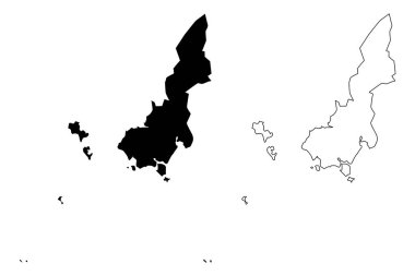 Sihanoukville Eyaleti (Kamboçya Krallığı, Kampuchea, Kamboçya Iller) harita vektör illüstrasyon, karalama kroki Preah Sihanouk ma