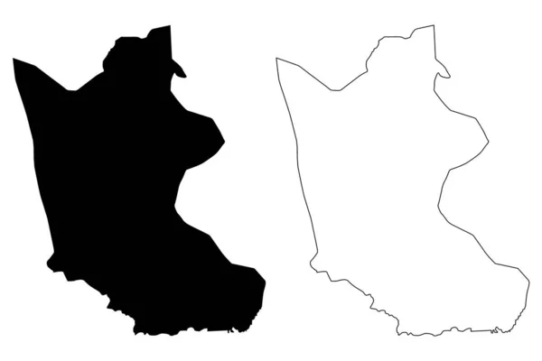 Provincia di Kratie (Regno della Cambogia, Kampuchea, Province della Cambogia) mappa vettoriale illustrazione, abbozzo scarabocchio mappa di Kraches — Vettoriale Stock