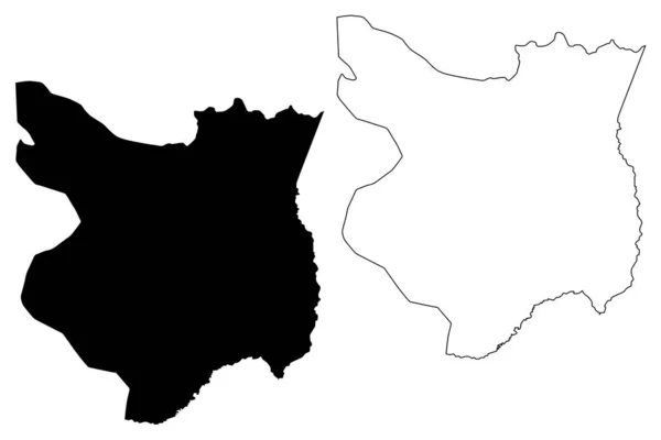 蒙多基里省(柬埔寨王国,柬埔寨省,柬埔寨省)地图矢量插图,涂鸦素描蒙杜尔基里地图 — 图库矢量图片