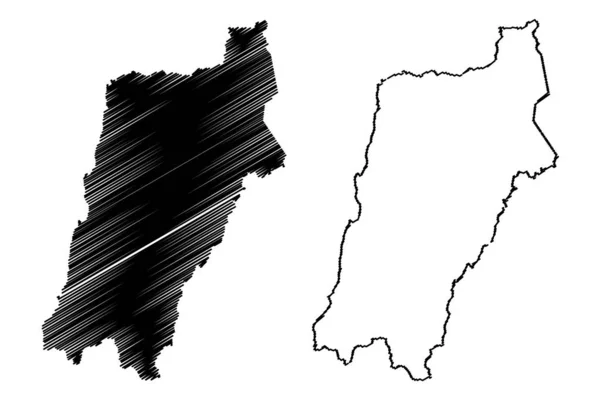 Región de Atacama (República de Chile, Divisiones administrativas de Chile) mapa vector ilustración, boceto de garabato Atacama ma — Archivo Imágenes Vectoriales