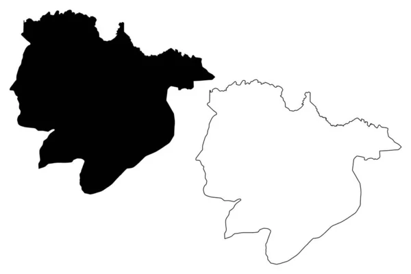 柏威夏省(柬埔寨王国,柬埔寨省)地图矢量插图,涂鸦素描柏威夏图 — 图库矢量图片