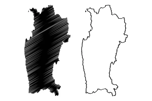 Região de Coquimbo (República do Chile, Divisões administrativas do Chile) mapa ilustração vetorial, esboço de rabiscos Coquimbo ma —  Vetores de Stock