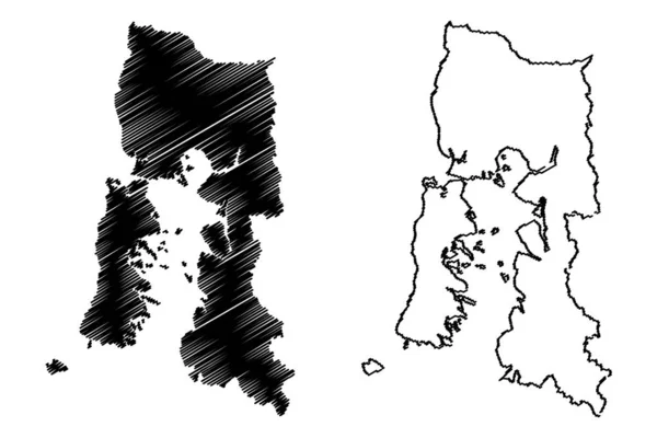 Лос-Лагос (Республіка Чилі, Адміністративний поділ Чилі) мапа векторної ілюстрації, Писанина ескіз Лос-Лагос ма — стоковий вектор