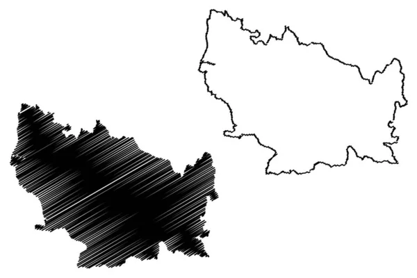 Regione Nuble (Repubblica del Cile, Divisioni amministrative del Cile) mappa vettoriale illustrazione, scarabocchio Nuble ma — Vettoriale Stock