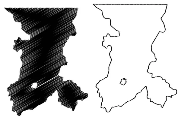 Koulikoro Bölgesi (Mali Bölgeleri, Mali Cumhuriyeti) harita vektör illüstrasyon, karalama kroki Koulikoro ma — Stok Vektör