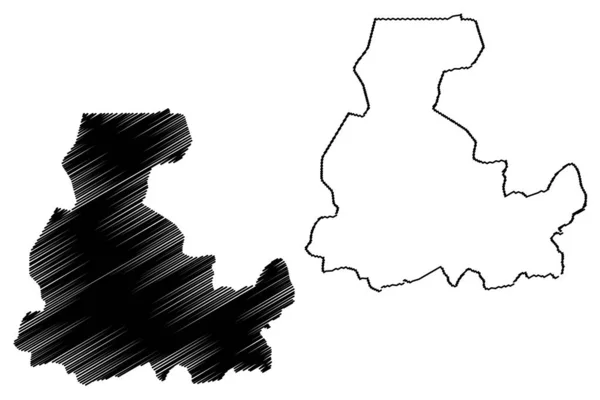 Regionen Segou (regioner i Mali, Republiken Mali) karta vektor illustration, klotter skiss Segou ma — Stock vektor