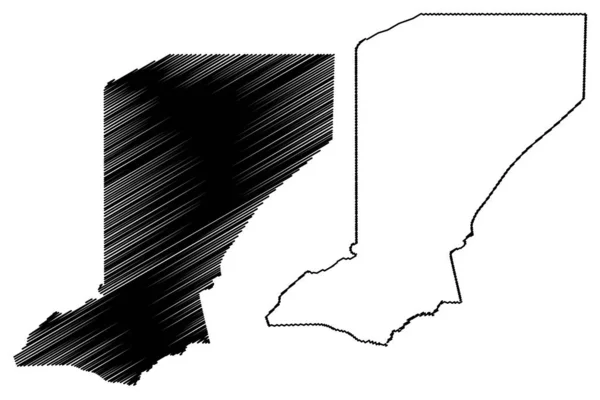 Diffa Região (Regiões do Níger, República do Níger) mapa ilustração vetorial, rabisco esboço Diffa ma —  Vetores de Stock