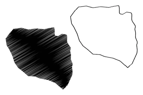 니아메이 지역 (니제르 공화국 니제르 의 지역) 지도 벡터 일러스트, 낙서 스케치 나이아메 수도 지구 ma — 스톡 벡터