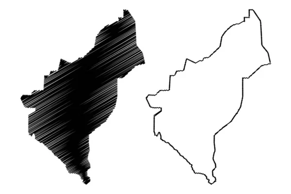 Dosso Bölgesi (Nijer Bölgeleri, Nijer Cumhuriyeti) harita vektör illüstrasyon, karalama kroki Dosso ma — Stok Vektör