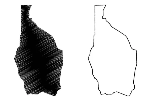 타호아 지방 (니제르 공화국 니제르 의 지역) 지도 벡터 일러스트레이션, 낙서 스케치 타호아 마 — 스톡 벡터