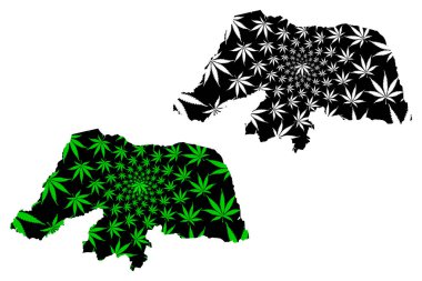 Rio Grande do Norte (Brezilya, Federe devlet, Brezilya Federative Cumhuriyeti) harita esrar yaprağı yeşil ve siyah, Rio Grande do Norte) harita esrar (marihuana, Thc) foliag yapılmış tasarlanmıştır