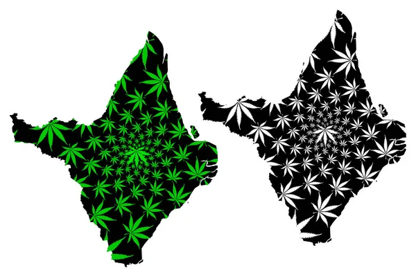 Abapa (Brezilya bölgesi, federe devlet, Brezilya Federatif Cumhuriyeti) haritası esrar yaprak yeşil ve siyah tasarlanmıştır, marihuana, THC) foliag (esrar yapılmış Haritası — Stok Vektör