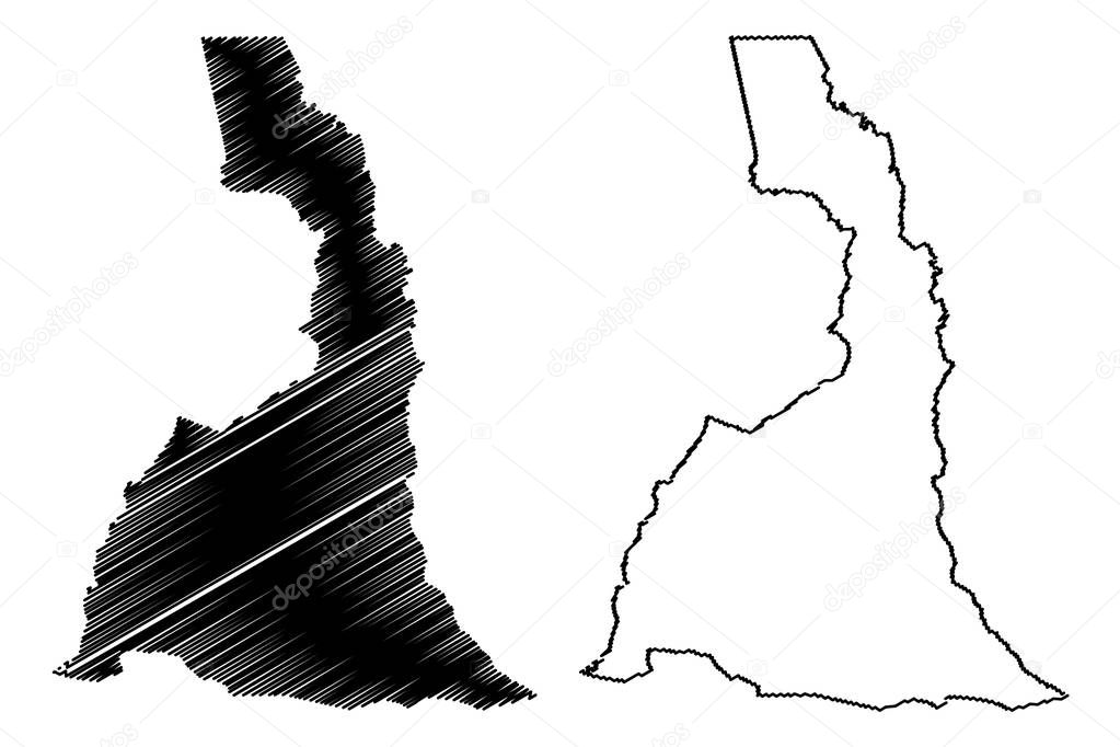 Far North Region (Regions of Cameroon, Republic of Cameroon) map vector illustration, scribble sketch Extreme North Region ma
