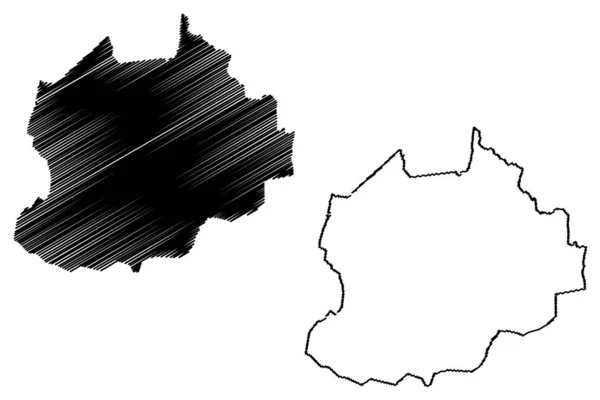 Noordwest regio (regio's van Kameroen, Republiek Kameroen) kaart vector illustratie, Krabbel schets Noord-West regio ma — Stockvector