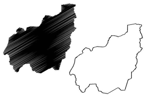 Västra regionen (Kameruns regioner, Kamerun) karta vektor illustration, klotter skiss väst ma — Stock vektor