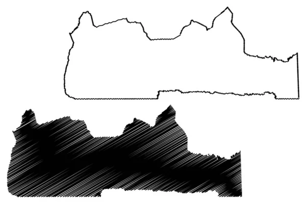 南地域(カメルーン共和国、カメルーン共和国)マップベクトルイラスト、落書きスケッチ南馬 — ストックベクタ