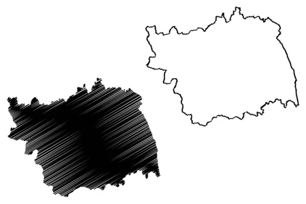 Condado de Bacau (divisiones administrativas de Rumania, región de desarrollo Nord-Est) mapa vector ilustración, boceto garabato Bacau ma — Archivo Imágenes Vectoriales
