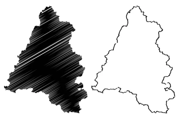 비호르 카운티 (루마니아, 노르 드 베스트 개발 지역의 행정 부서) 지도 벡터 일러스트, 낙서 스케치 비호르 마 — 스톡 벡터