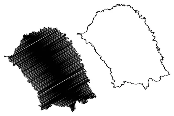 Botosani County (divisões administrativas da Roménia, região de desenvolvimento Nord-Est) mapa ilustração vetorial, esboço de rabiscos Botosani ma —  Vetores de Stock