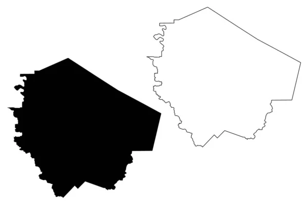 Comté de Fort Bend, Texas (Comtés du Texas, États-Unis d'Amérique, États-Unis d'Amérique, États-Unis d'Amérique) illustration vectorielle de carte, croquis à griffes Carte de Fort Bend — Image vectorielle